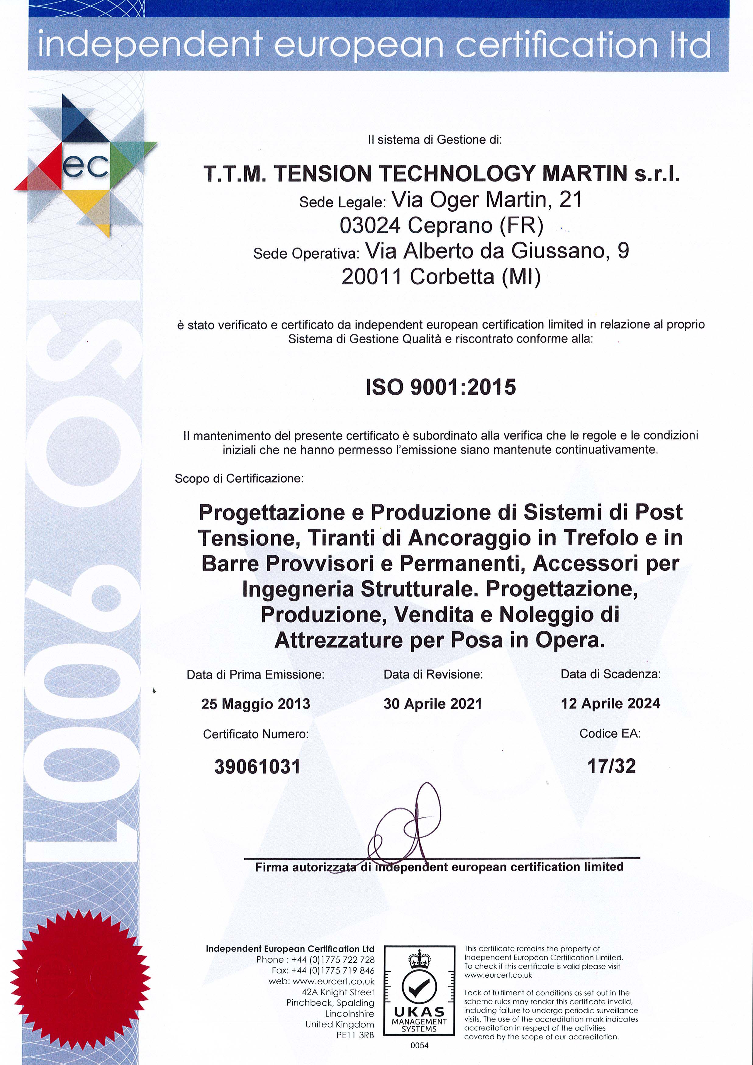 ISO 9001 PRODUZIONE